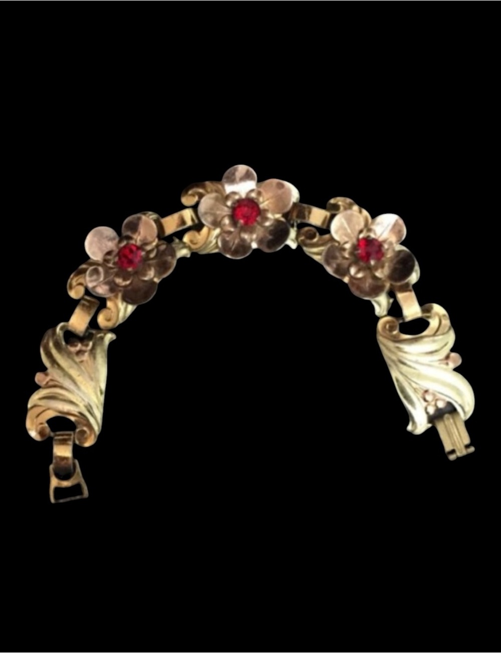 Vintage 1940's Retro Modern Sterling Flower Bracelet